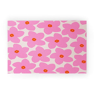 Daily Regina Designs Abstract Retro Flower Pink 30" x 20" Welcome Mat - Society6