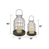 Stonebriar Collection 2pc Wire Metal Cloche Set with Wooden Bases Brown: Rustic Decorative Candle Display - 4 of 4