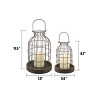 Stonebriar Collection 2pc Wire Metal Cloche Set with Wooden Bases Brown: Rustic Decorative Candle Display - image 4 of 4