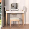 Vanity Table w/ Flip Mirror, Solid Wood Makeup Desk w/ Storage - 3 of 3