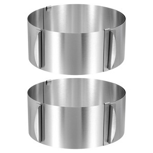 Unique Bargains Stainless Steel Round Adjustable Nonstick Cake Ring 2 Pcs - 1 of 4