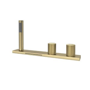 CASAINC Pressure Balanced 2-Handle Deck-Mount Waterfall Roman Tub Faucet in. Brushed Gold, Bathtub Filler Faucet with Sprayer - 1 of 1