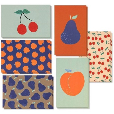 Best Paper Greetings 48 Pack Fruits Cherries Pears Peaches Designs All Occasions Blank Greeting Cards Bulk Box Set 4x6 in