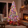 Costway 7 FT Half Pre-Lit Xmas Christmas Tree with 240 LED Lights 9 Modes 4-Level Brightness & Timer - 2 of 4