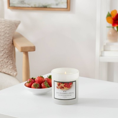 11oz Lidded Glass Candle Strawberry &#38; Hibiscus - Threshold&#8482;