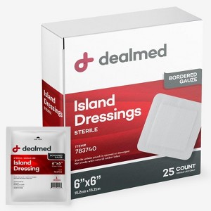 Dealmed Island Dressing, Sterile, Adhesive Borders with Non-Stick Pads, White (Pack of 1) - 1 of 4