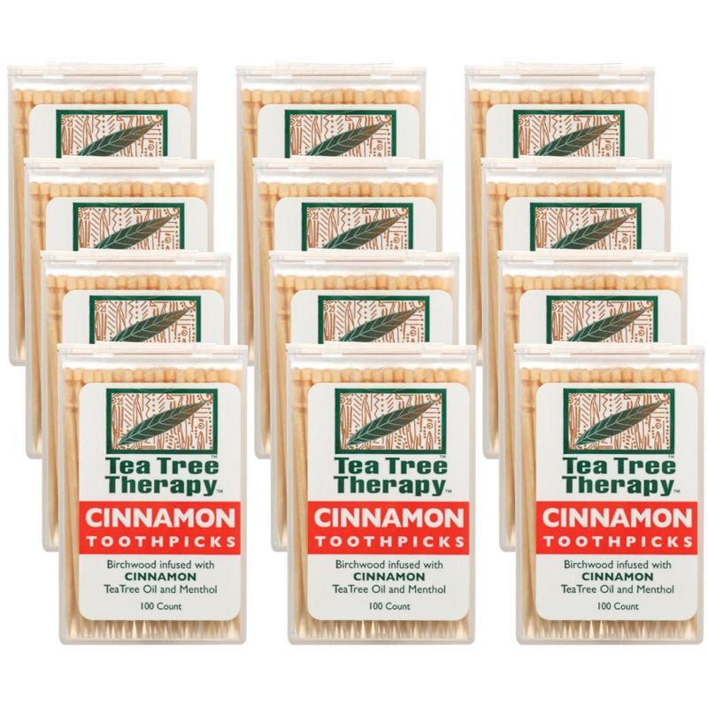 Tea Tree Therapy Cinnamon Toothpicks Infused with Tea Tree Oil and Menthol - Case of 12/100 ct, 1 of 7