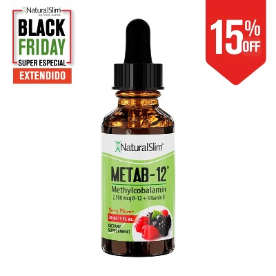 NaturalSlim Metab-12 Vitamin B12 Methylcobalamin Liquid Drops, 30 ml