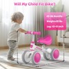 Allobebe Baby Balance Bike For Ages Up to 3 Years Adjustable Seat, Silent & Soft 4 Wheel Ride On, Light Pink - 4 of 4
