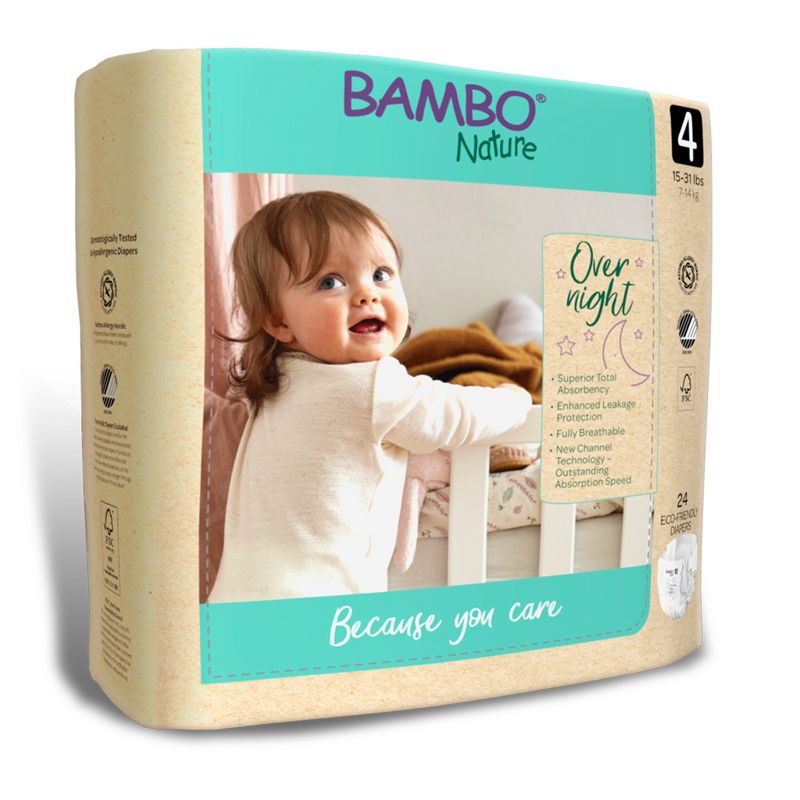 Bambo Nature Overnight Diapers, Disposable, Eco-Friendly, Size 4, 4 of 6