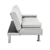 66'' Sofa Bed with Armrest two holders WOOD FRAME, STAINLESS LEG, FUTON WHITE PVC - 2 of 4
