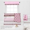 Bacati - Mod Dots Stripes Pink Fuschia Beige Chocolate 6 pc Crib Bedding Set with Long Rail Guard Cover - 3 of 4