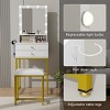 ELECWISH 19.7" White & Gold Makeup Vanity Desk Set with LED Mirror & Stool - Adjustable Height, 3-Way Lighting, 2 Drawers, Blow Dryer Holder - 2 of 4