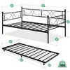 Nasitip Daybed with Trundle Bed, Twin Metal Day Bed with Floral Headboard, Heavy Duty Steel Slats Supports, for Living Room, Guest Room - 2 of 4