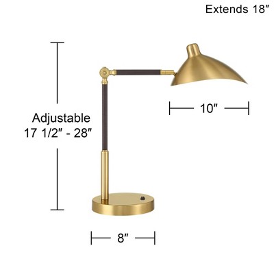 Adjustable Antique Gold Metal Desk Lamp with Leather Wrap