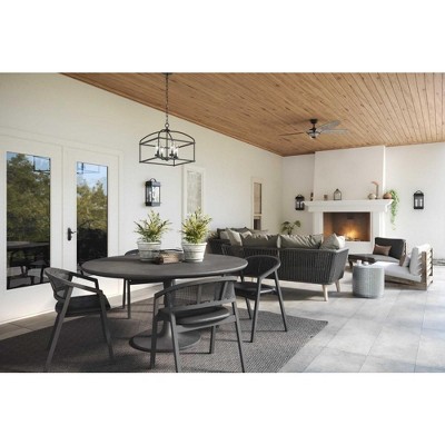 Swansea Matte Black Steel Outdoor Cage Chandelier with Clear Glass Shades