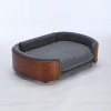 VASIP Elevated Dog Bed Pet Sofa With Solid Wood legs and Walnut Bent Wood Back ,Plush Velvet Cushion for Large  Dogs,Light Gray - 4 of 4