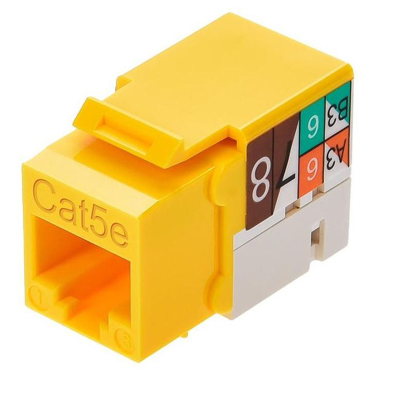 Monoprice Cat5E  Punch Down Keystone Jack - Yellow | 110 Type IDC, 90 Degree Connection, 4 of 7