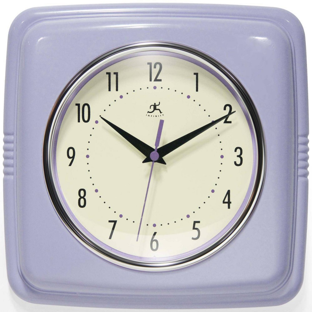 Photos - Wall Clock 9.25" Square Retro  Lilac - Infinity Instruments