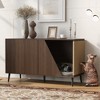 Gulches Mid century Modern Walnut 2 in 1 Cabinet Side Table with Spring loaded Door - 2 of 4