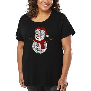 LA Pop Art Christmas Snowman - Women's Word Art T-Shirt - 1 of 4