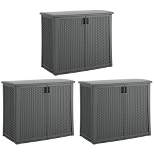 Suncast Lockable Outdoor 2-Door Cabinet Deck Box with Adjustable Shelf for Lawn, Garden, Patio, & Pool Accessory Storage, Cool Gray (3 Pack)