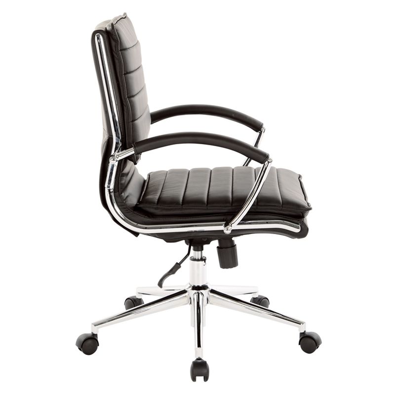 Mid Back Manager's Faux Leather Chair with Chrome Base - OSP Designs, 5 of 10