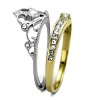 Slickblue Women's Two-Tone Gold and Silver Wedding Ring Set with Crown Design and Clear Crystal, Sizes 5-10 - 4 of 4