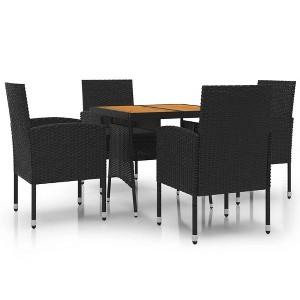 vidaXL Outdoor Dining Set Black PE Rattan, Steel, Solid Acacia Wood - 1 of 4