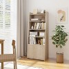 Yukimo 6-Tier Bookcase, Freestanding Ladder Bookshelf with 2 Adjustable Shelves and Flip Up Door, 19" x 13" x 47", White/Natural - 2 of 4