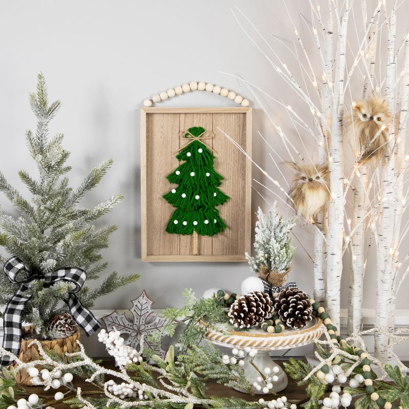 Northlight 14" Knitted Christmas Tree Wooden Framed Wall Sign, 2 of 7