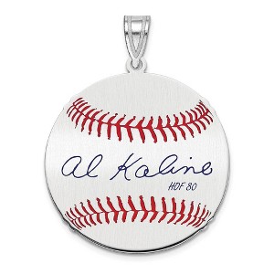 Black Bow Jewelry Sterling Silver Al Kaline Signature MD Enamel Baseball Pendant - 1 of 4