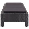vidaXL Sunbed in Black Poly Rattan with Cushion - Adjustable, Weather-Resistant Outdoor Lounger for Patio, Poolside, Campsite Relaxing Furniture - 3 of 4