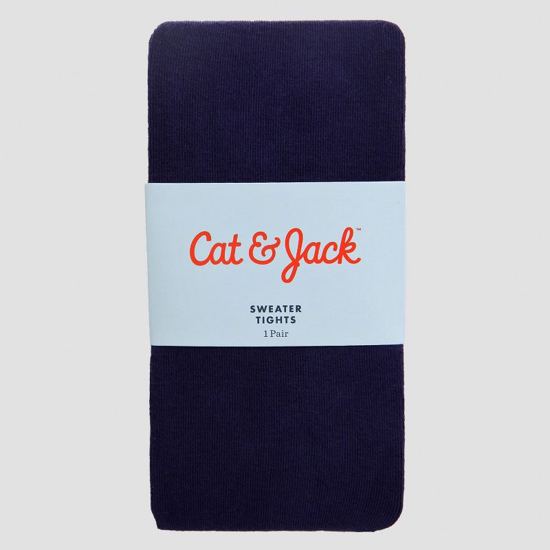 Girls' Footed Cotton Tights - Cat & Jack&#153; Navy, 2 of 3