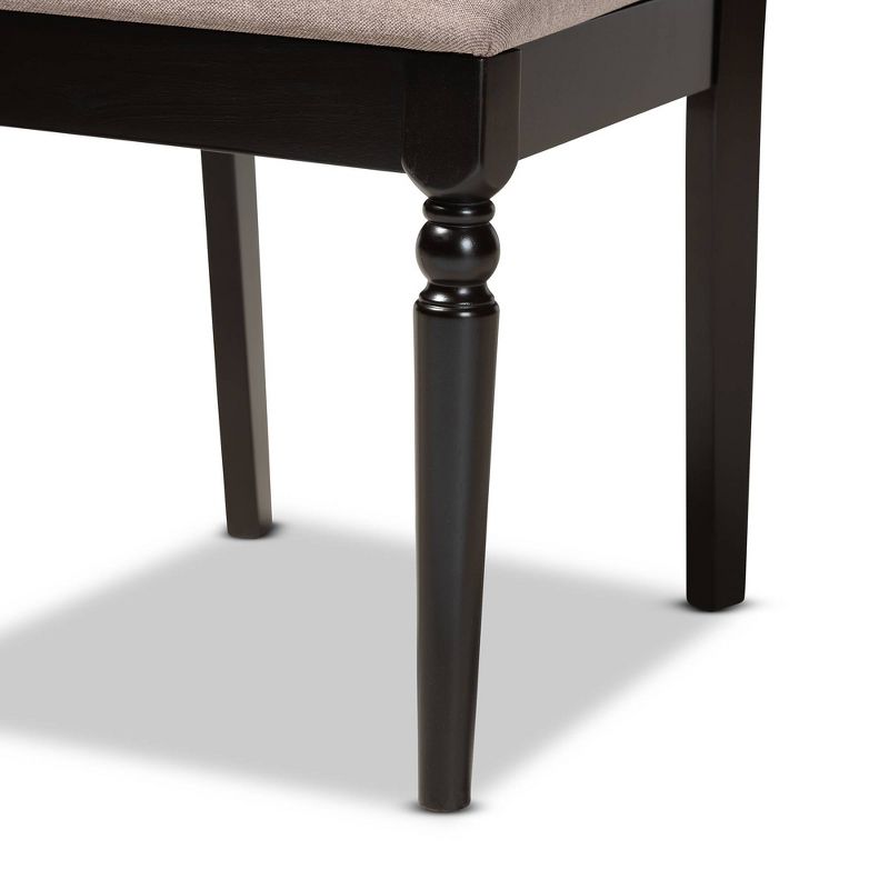 2pc RenaudFabric Upholstered Dining Chair Set Sand/Dark Brown - Baxton Studio: Solid Oak, Espresso Finish, Foam-Padded, 6 of 9