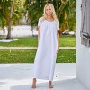 ADR Women's Cotton Nightgown, Short Sleeve Lace Trim Button Up Long Vintage Night Dress Gown - 2 of 4