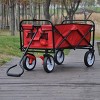 YONWAY Collapsible Outdoor Utility Wagon Cart with Cup Holder, Large Capacity Folding Wagon Garden Shopping Beach Cart with Brake - 2 of 4