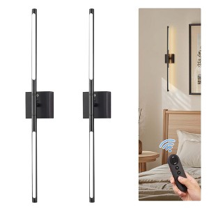 YANSUN 2-Light Black Dimmable Integrated LED Wall Sconce with Remote Control for Living Room and Bedroom or Hallway (2-Pack) - 1 of 4