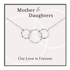 HOPE LOVE SHINE Mother and 2 Daughters Necklace – 3 Gold Silver Interlocking Rings, Gift for Mom, Mother’s Day Jewelry - 1 of 1