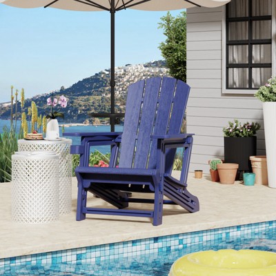 VisioGear Patio Adirondack Chair with Cup Holder, Classic Outdoor Comfortable Chair, Blue, 31.4"*29.6"*36.4"