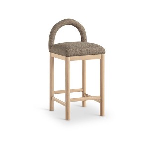 Meridian Furniture,Conrad Brown Linen Textured Fabric Counter Stool - 1 of 4