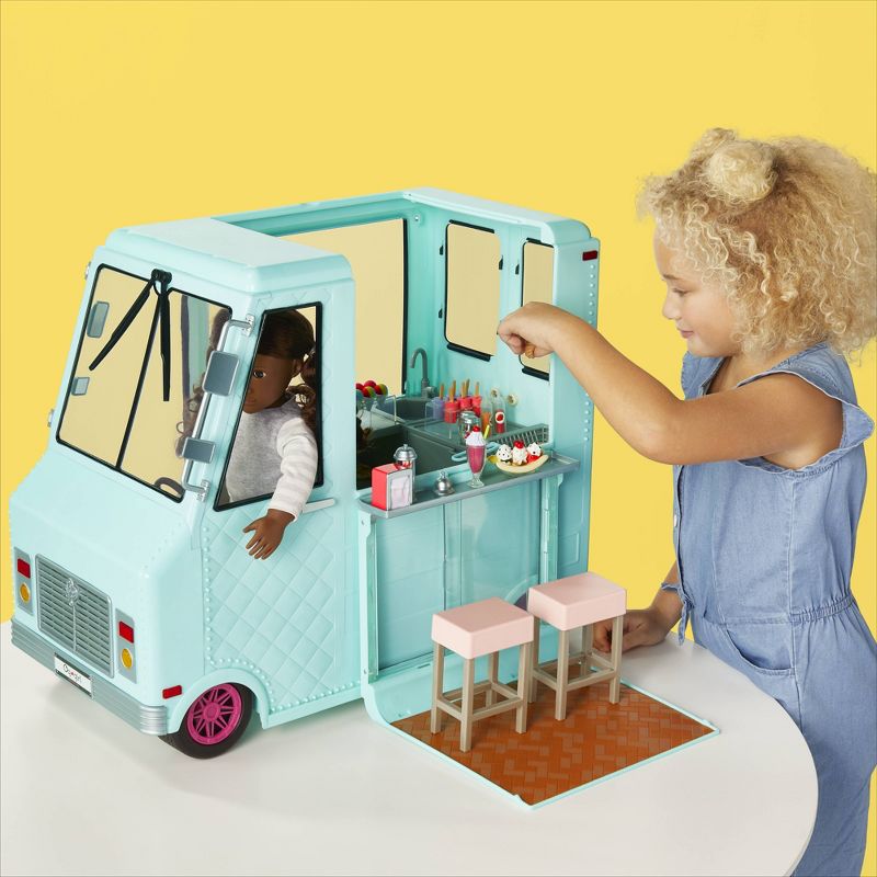 Our Generation Sweet Stop Ice Cream Truck with Electronics for 18&#34; Dolls - Light Blue, 4 of 21