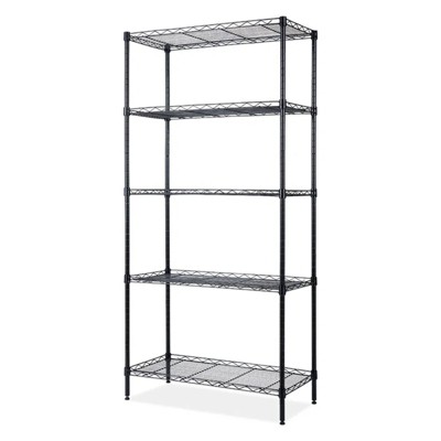LunaLulinlk Kitchen Storage Shelf 5 Tier Black Heavy Duty Wire Shelf, Adjustable Width