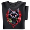Collections Etc Black Cat Roses Tee - 2 of 4