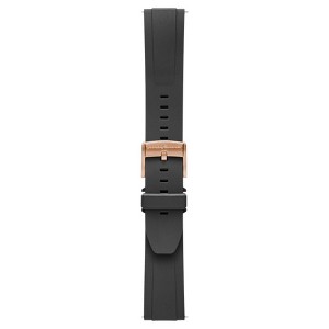 Pininfarina FKM Rubber Watch Strap - 22mm High-Performance Fluoroelastomer Band for Pininfarina Hybrid Smart Watch - Black with Rose Gold Buckle - 1 of 1