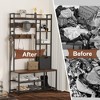 5-in-1 Coat Rack, Hall Tree with Bench and Shoe Storage, Freestanding Entryway Bench with 5-Tier Open Shelves - 4 of 4