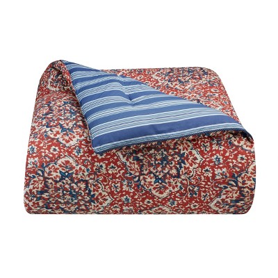 Waverly Tabriz King Blue Cotton Reversible Comforter Set