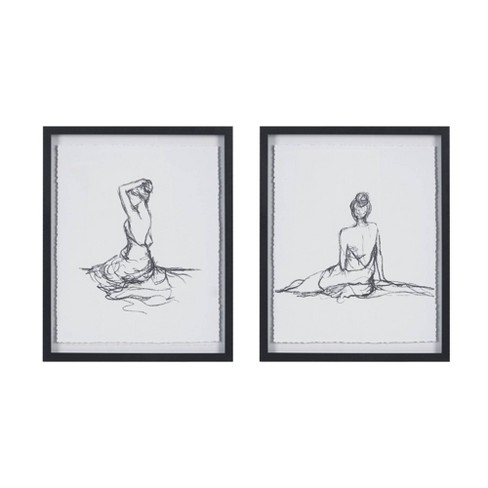 set Of 2) 23.5 X 29.5ethereal Printed Framed Canvas Decorative Wall Art  Set Blue : Target