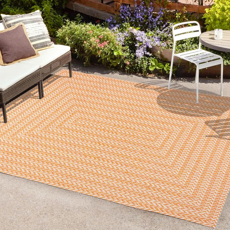 Chevron Modern Concentric Squares Indoor/Outdoor Area Rug - JONATHAN Y, 1 of 13