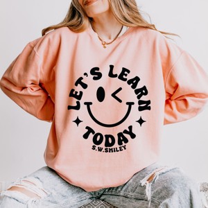 Simply Sage Market S.W.Smiley Let's Learn Today Circle Lightweight Garment Dyed Sweatshirt - 1 of 4